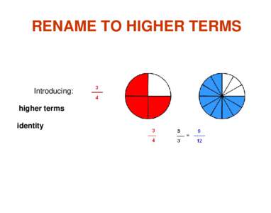 RENAME TO HIGHER TERMS  Introducing: higher terms identity