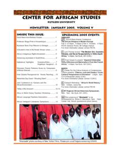 CENTER FOR AFRICAN STUDIES RUTGERS UNIVERSITY