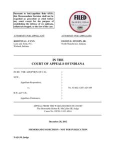 Pursuant to Ind.Appellate Rule 65(D), this Memorandum Decision shall not be regarded as precedent or cited before any court except for the purpose of establishing the defense of res judicata, collateral estoppel, or the 