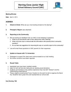 Herring Cove Junior High School Advisory Council (SAC) Meeting Minutes Date: April 3, 2014  AGENDA