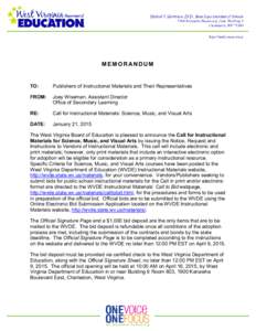 MEMORANDUM  TO: Publishers of Instructional Materials and Their Representatives