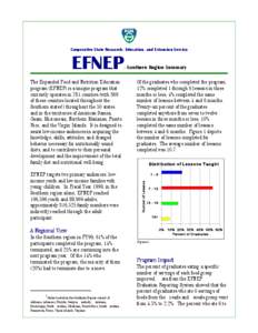 Cooperative State Research, Education, and Extension Service  EFNEP The Expanded Food and Nutrition Education program (EFNEP) is a unique program that