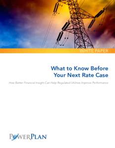 WHITE PAPER  What to Know Before Your Next Rate Case How Better Financial Insight Can Help Regulated Utilities Improve Performance