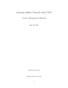 Learning Online Network with CAPA Course Management Manual May 29, 2015  LON-CAPA Group