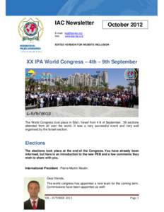 IAC Newsletter  October 2012 E-mail:  Net: