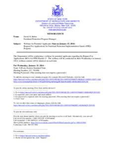 STATE OF NEW YORK DEPARTMENT OF AGRICULTURE AND MARKETS Division of Land and Water Resources 10B Airline Drive, Albany, New York[removed]Tel: [removed]Fax: [removed]www.agriculture.ny.gov