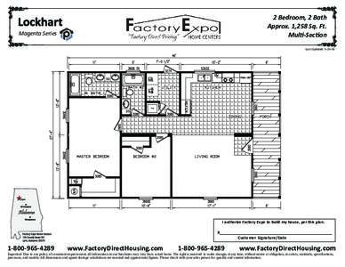 2 Bedroom, 2 Bath Approx. 1,258 Sq. Ft. Multi-Section Lockhart Magenta Series