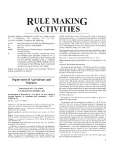 RULE MAKING ACTIVITIES Each rule making is identified by an I.D. No., which consists of 13 characters. For example, the I.D. No. AAM[removed]E indicates the following: