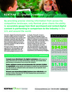 Digital Download Essentials Industry™ By providing precise viewing information from across the competitive landscape, only Rentrak gives clients the ability to accurately gauge how their purchased and rented digital co