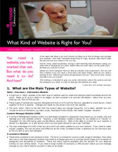 What Kind of Website is Right for You? 116 Victoria Road ~ Farnborough ~ Hampshire GU14 7PN ~ Tel :  ~ E-mail :  ~ www.wavingmoose.com You need a