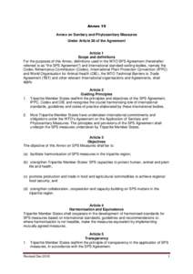 Annex 10 Annex on Sanitary and Phytosanitary Measures Under Article 26 of the Agreement Article 1 Scope and definitions