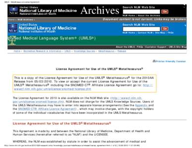 UMLS - Metathesaurus License Agreement Appendix