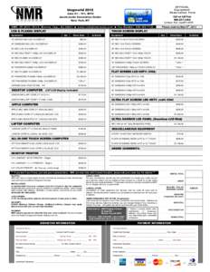 OFFICIAL Equipment Reservation Form blogworld 2012 June 5th – 11th, 2012