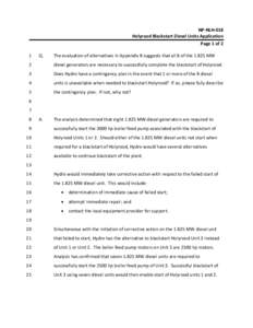 NP‐NLH‐018  Holyrood Blackstart Diesel Units Application  Page 1 of 2  1   Q. 