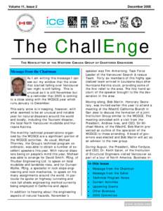 Volume 11, Issue 2  December 2005 The ChallEnge THE NEWSLETTER