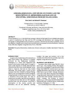 Zwick, P. & R.W. Baumann[removed]Nemoura jejudoensis a new species of stonefly and the redescription of Amphinemura baei Ham and Lee (Plecoptera, Nemouridae) from Jeju Island, Korea. Illiesia, 7(15):[removed]Available online: http://www2.pms-lj.si/illiesia/papers/Illiesia07-15.pdf