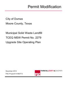 Permit Modification City of Dumas Moore County, Texas Municipal Solid Waste Landfill TCEQ MSW Permit No. 2279