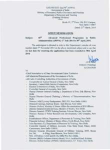 [removed]Trg (40th APPPA) Government of India Ministry of Personnel, Public Grievances and Pensions Department of Personnel and Training (Training Division)