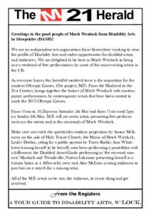 The  Herald Greetings to the good people of Much Wenlock from Disability Arts in Shropshire (DASH)!