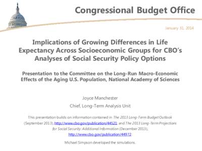 Implications of Growing Differences in Life Expectancy Across Socioeconomic Groups for CBO’s Analyses of Social Security Policy Options