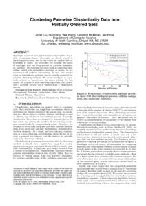 Clustering Pair-wise Dissimilarity Data into Partially Ordered Sets Jinze Liu, Qi Zhang, Wei Wang, Leonard McMillan, Jan Prins Department of Computer Science University of North Carolina, Chapel Hill, NC 27599 {liuj, zha