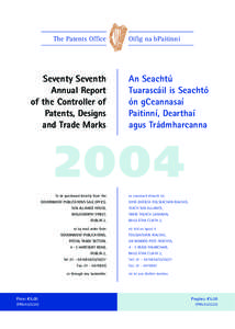 The Patents Office  Seventy Seventh Annual Report of the Controller of Patents, Designs