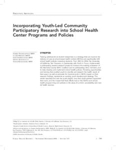 Practice Articles  Incorporating Youth-Led Community Participatory Research into School Health Center Programs and Policies