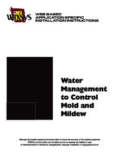 WEB BASED APPLICATION SPECIFIC INSTALLATION INSTRUCTIONS Water Management