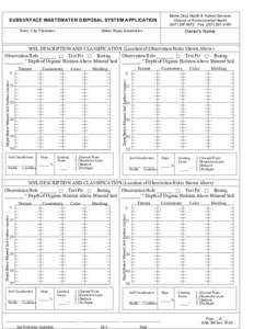 Maine Dept.Health & Human Services Division of Environmental Health[removed]Fax: ([removed]SUBSURFACE WASTEWATER DISPOSAL SYSTEM APPLICATION Town, City, Plantation