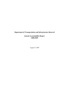 Department of Transportation and Infrastructure Renewal Annual Accountability Report[removed]August 27, 2009