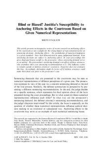 Blind or Biased? Justitia’s Susceptibility to Anchoring Effects in the Courtroom Based on Given Numerical Representations