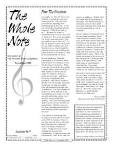 The Whole Note Newsletter of The Norwalk Youth Symphony November, 2000