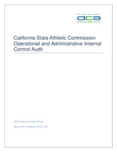 California State Athletic Commission Operational and Administrative Interal Control Audit