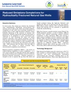 Reduced Emissions Completions for Hydraulically Fractured Natural Gas Wells