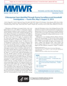 Please note: An erratum has been published for this issue. To view the erratum, please click here.  Morbidity and Mortality Weekly Report Weekly / Vol[removed]No. 48	  December 5, 2014