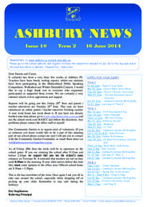 ASHBURY NEWS Issue 10 Term[removed]June 2014