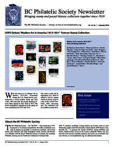 BC Philatelic Society Newsletter  Bringing stamp and postal-history collectors together since 1919 The BC Philatelic Society — Always on line at www.bcphilatelic.org  Vol. 63, No. 1 | January 2013