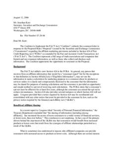 August 12, 2004 Mr. Jonathan Katz Secretary, Securities and Exchange Commission 450 5th Street, NW Washington, DC[removed]Re: File Number S7-29-04