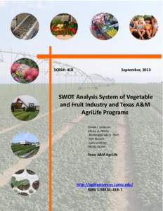 Texas A&M University System / Economy / Business / Texas A&M AgriLife / Swot / Texas AgriLife Research / SWOT analysis / Food and drink / Market analysis / Vegetable / Tomato