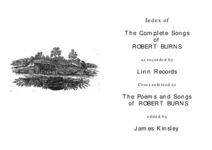 Index of The Complete Songs of ROBERT BURNS as recorded by