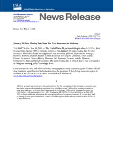 Risk Management Agency 106 S. Patterson St., Ste. 250 Valdosta, GA[removed]Voice[removed]Email: [removed] Web: www.rma.usda.gov/aboutrma/fields/ga_rso