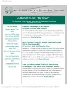 AANP May 2012 eNews  Naturopathic Physician The Newsletter of the American Association of Naturopathic Physicians may 2012, Volume 219