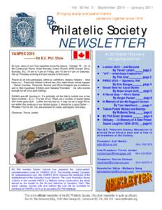 Vol. 60 No. 3  September[removed]January 2011 Bringing stamp and postal-history collectors together since 1919