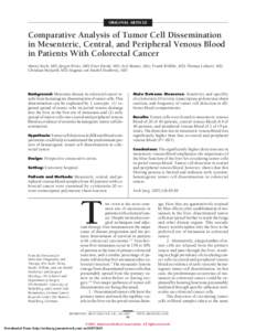 Hepatology / Metastatic liver disease / Circulating tumor cell / Colorectal cancer / Metastasis / Cancer staging / Carcinoma / Cancer / Carcinoembryonic antigen / Medicine / Anatomical pathology / Oncology