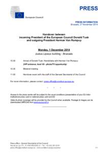PRESS European Council PRESS INFORMATION Brussels, 27 November[removed]Handover between