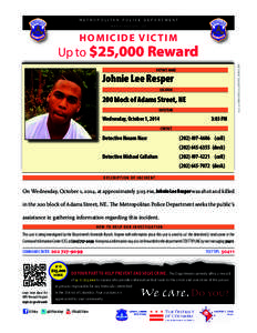 METROPOLITAN POLICE DEPARTMENT WASHINGTON, DC HOMICIDE VICTIM[removed]HOMICIDES/2014/RESPER_JOHNIE.PDF