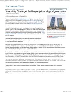 Smart-City Challenge: Building on pillars of good governance - The Economic Times