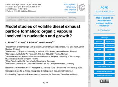 This discussion paper is/has been under review for the journal Atmospheric Chemistry and Physics (ACP). Please refer to the corresponding final paper in ACP if available. Discussion Paper  Atmos. Chem. Phys. Discuss., 15