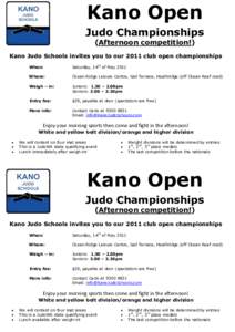 Kano Open  KANO JUDO SCHOOLS