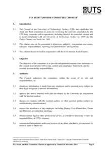 UTS Audit and Risk Committee Charter as approved by Council, 26 November 2014